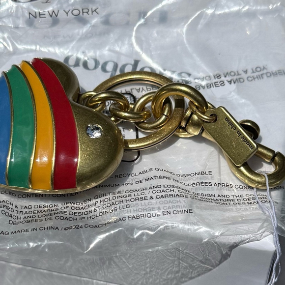 Coach Rainbow Heart Bag Charm with Brass & Enamel Finish CAX71 - Picture 5 of 7